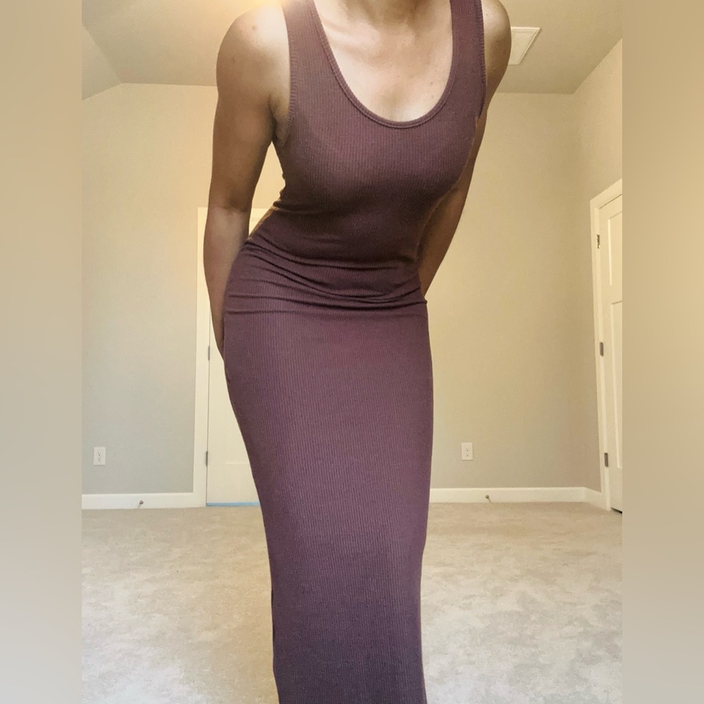 Chocolate Brown Maxi Bodycon Dress - Picture 9 of 14